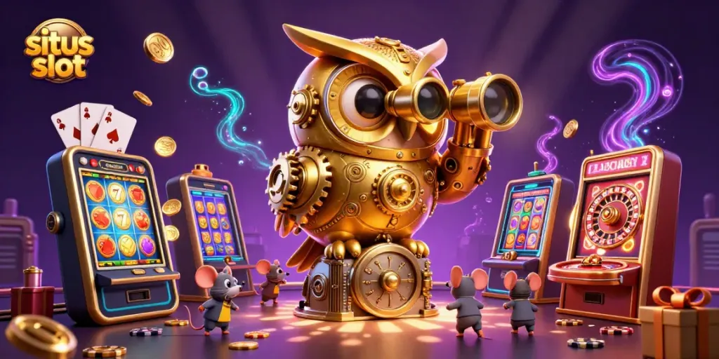 Situs slot yang menarik dengan karakter menarik dan elemen permainan yang dinamis di kasino.
