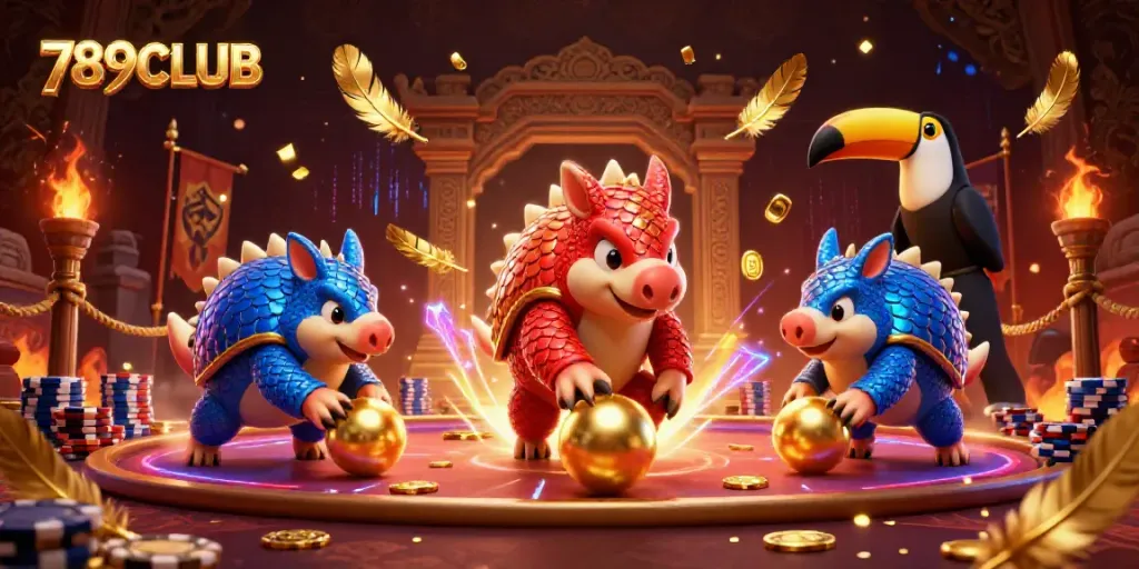 Experience the excitement of 789CLUB with rival pangolins competing in a vibrant casino atmosphere.