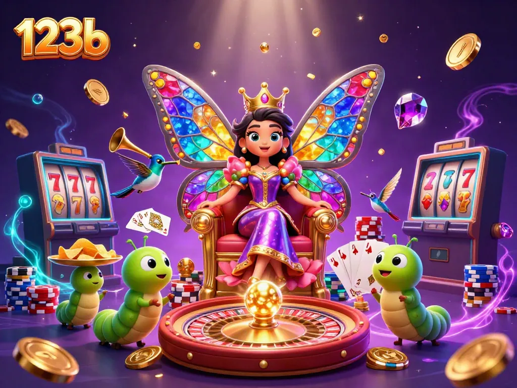 Engage with 123b's vibrant casino scene featuring a butterfly queen and golden games.