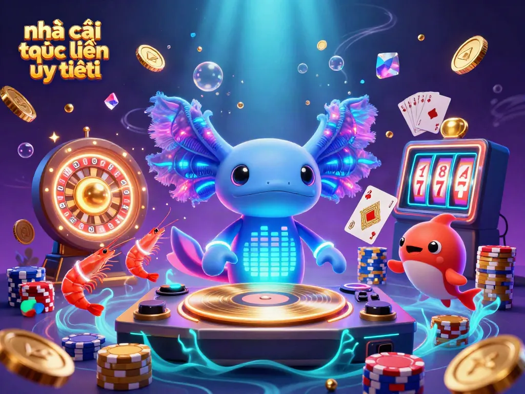 Experience the excitement of nhà cái trực tuyến uy tín with vibrant casino characters in a dynamic scene.