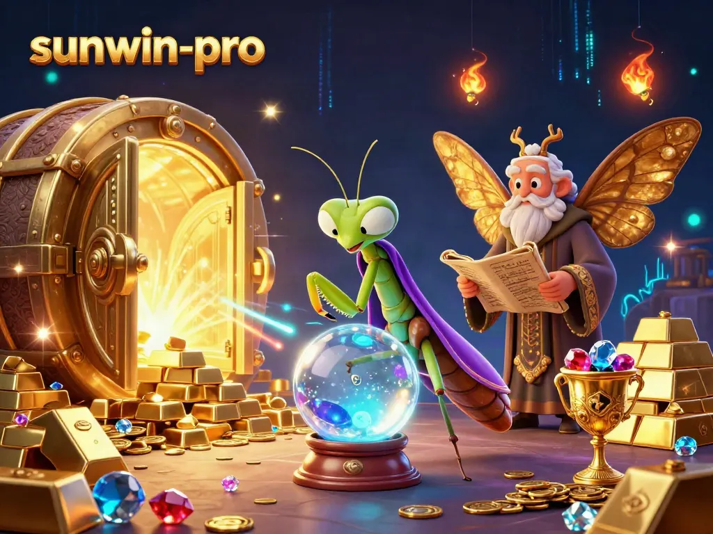 Experience the magic of sunwin-pro with our vibrant casino-themed illustration featuring fortune tellers and treasures.