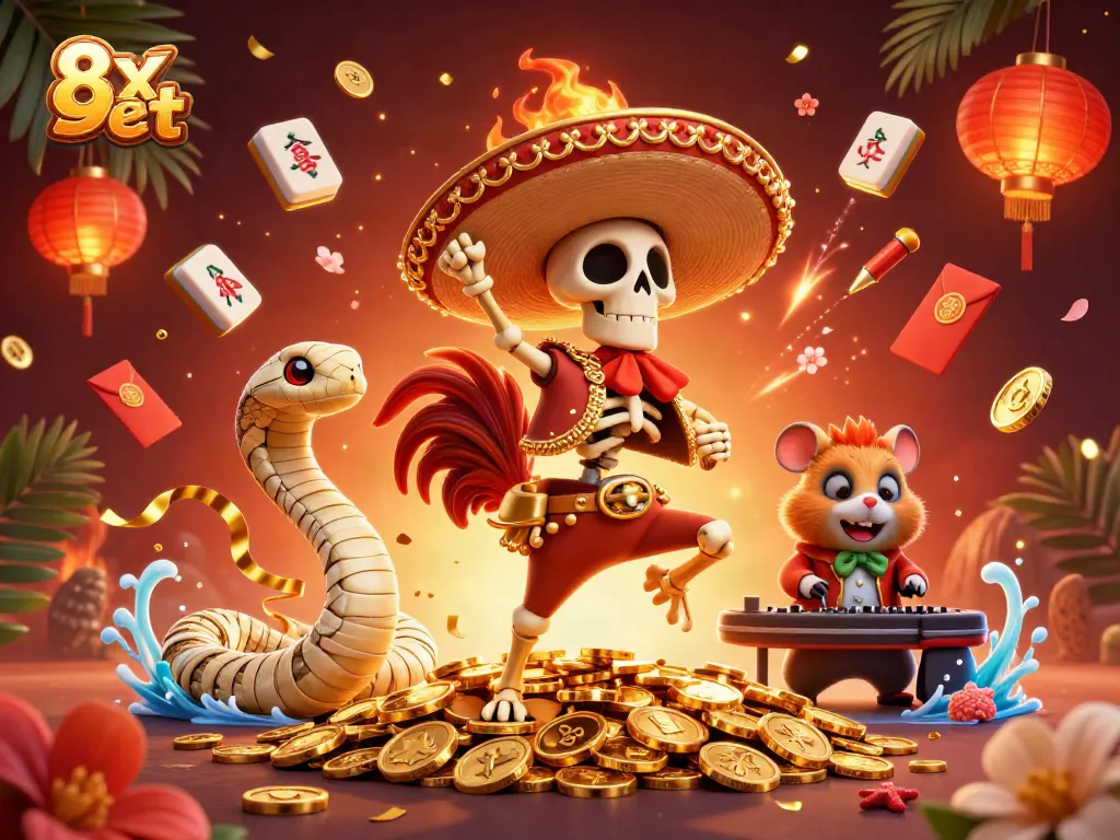 Join the excitement of 8x bet with vibrant casino characters celebrating on golden coins.