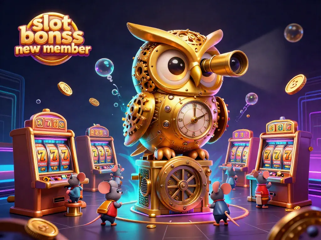 Experience thrilling wins with the slot bonus new member illustrated scene featuring colorful slots and animated characters.
