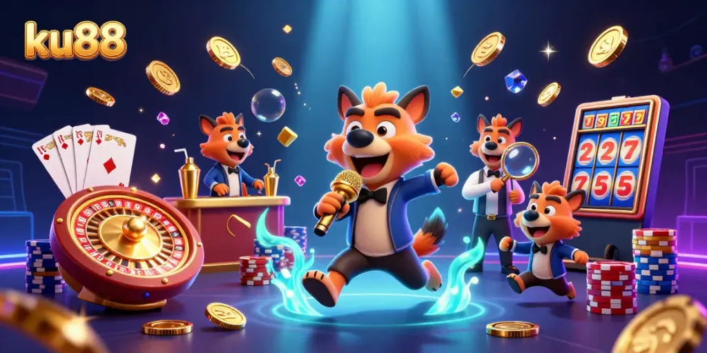 Experience the fun at ku88 with a lively hyena comedy casino club scene featuring games and entertainment.