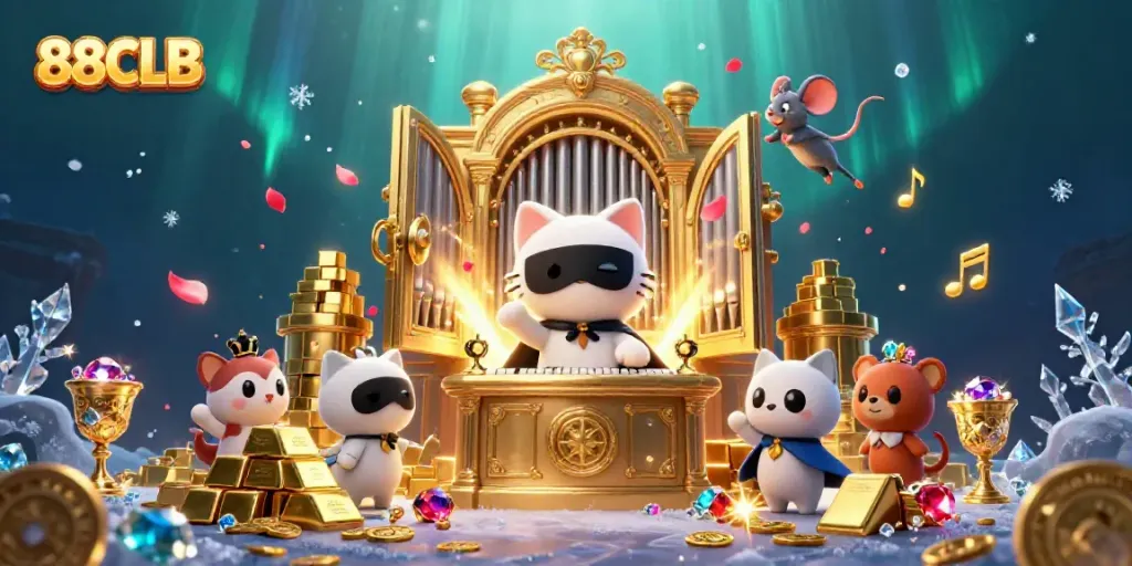 Experience thrilling gameplay at 88CLB with a vibrant casino scene featuring a phantom cat, highlighting excitement.