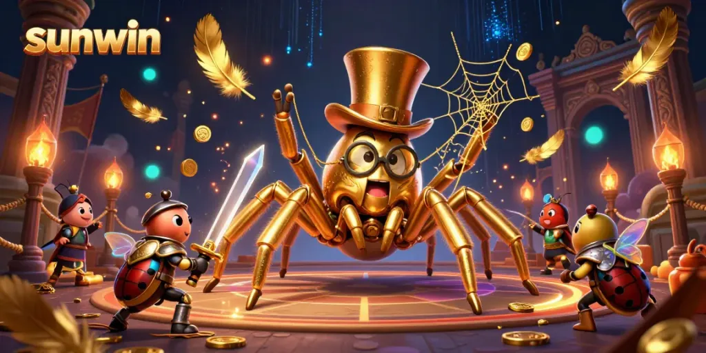 Win exciting games with sunwin in this vibrant casino scene featuring characters and dynamic elements.