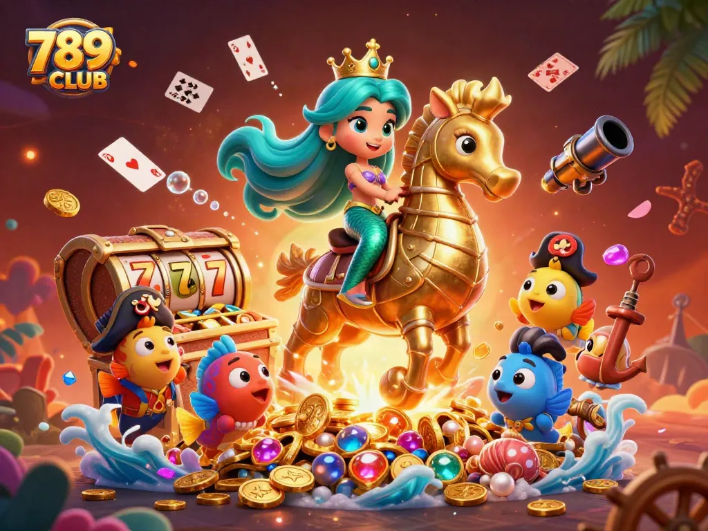 Experience vibrant gaming action with 789CLUB’s underwater casino fantasy featuring mermaids and slot elements.