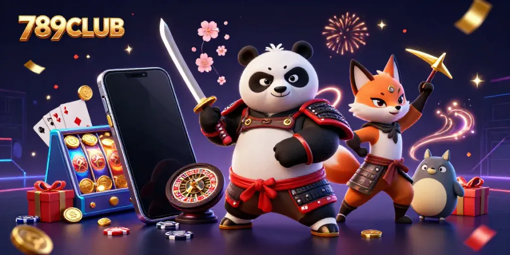 Engage with thrilling 789CLUB gaming adventures featuring dynamic 3D characters and casino elements.