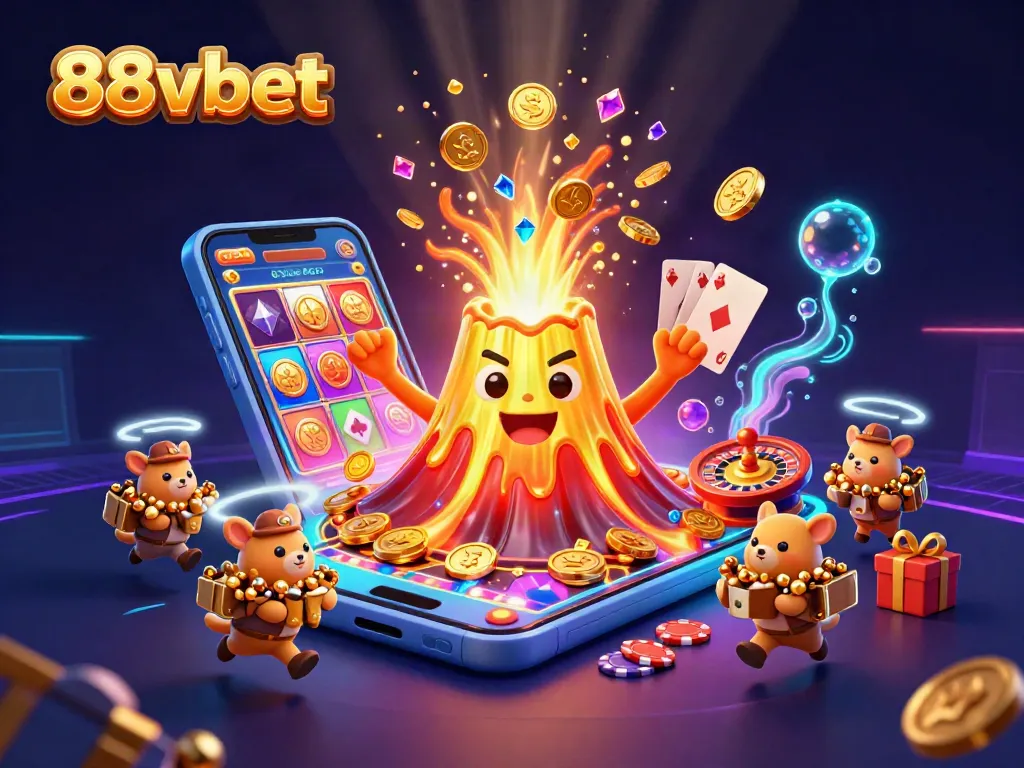 Spin to win at 88vbet with a vibrant casino illustration showcasing excitement and treasure!