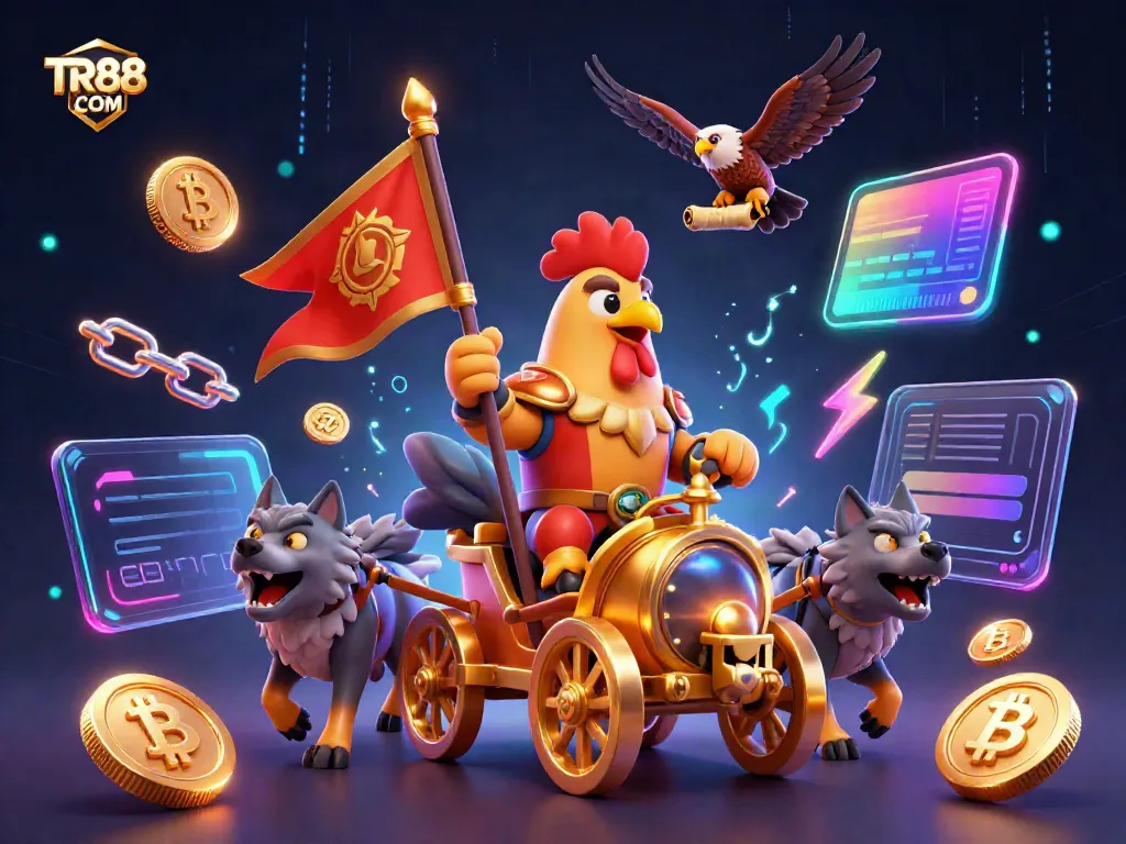 Experience thrilling luck and excitement at TR88 COM with unique 3D cartoon characters in a vibrant casino setting.