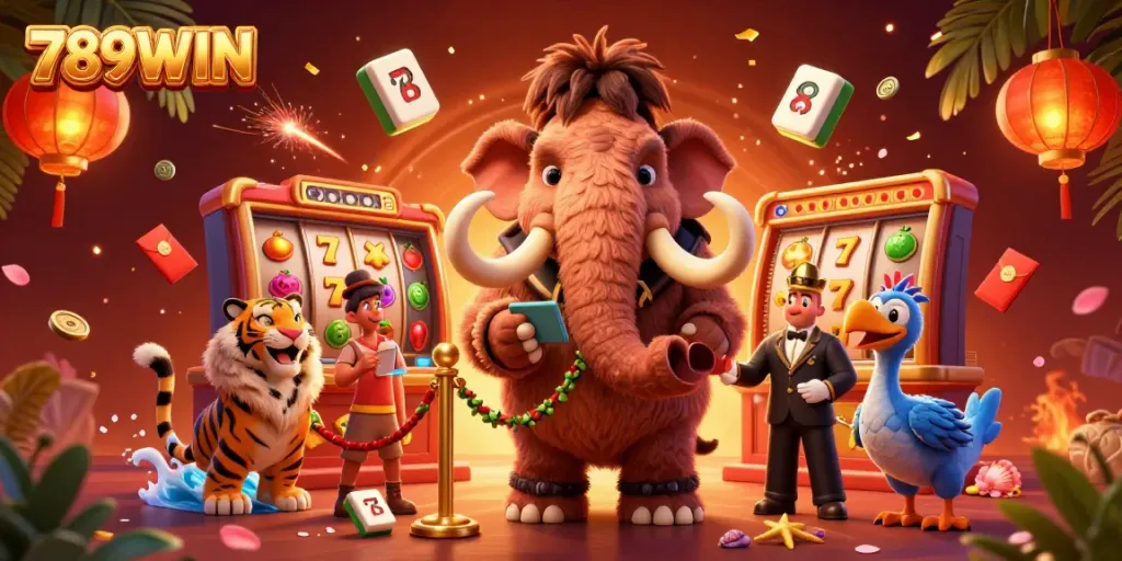 Experience the thrilling atmosphere of 789WIN with cartoon casino characters and dynamic gaming elements.