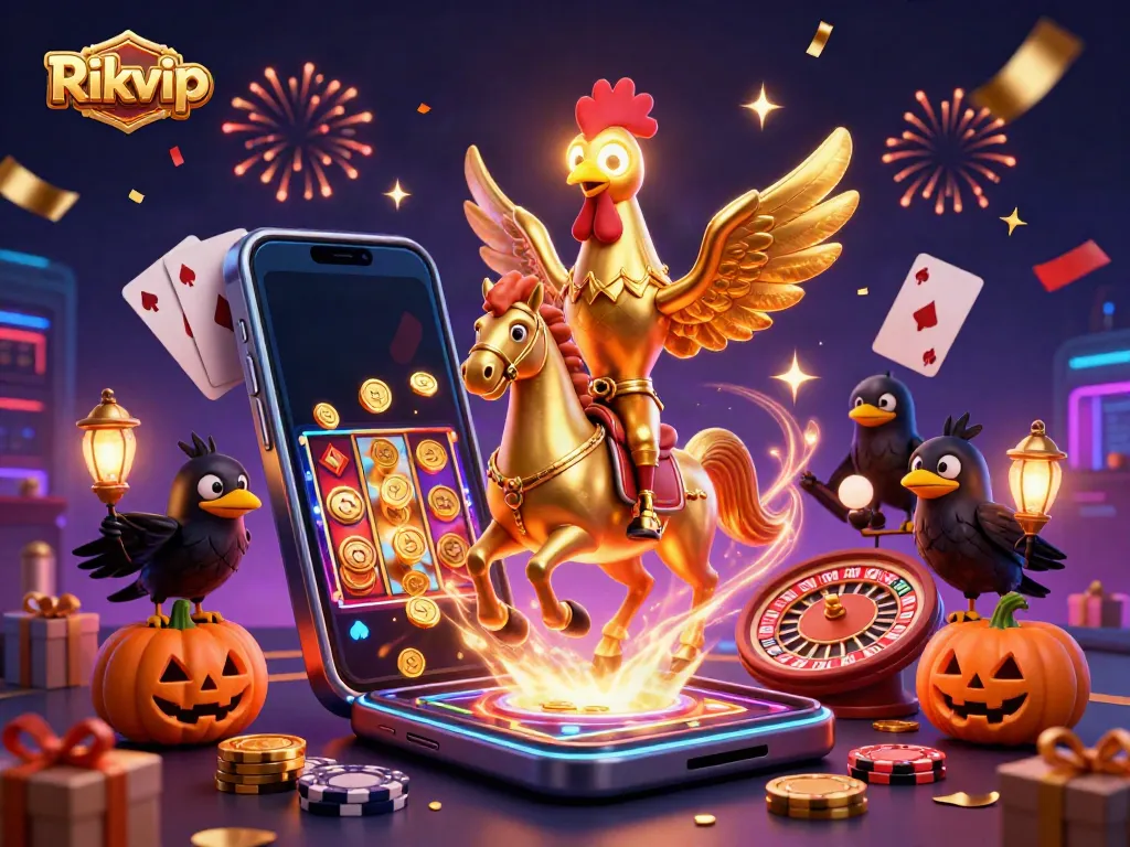Experience exciting gameplay with Rikvip in this vibrant casino illustration featuring rich details and dynamic elements.