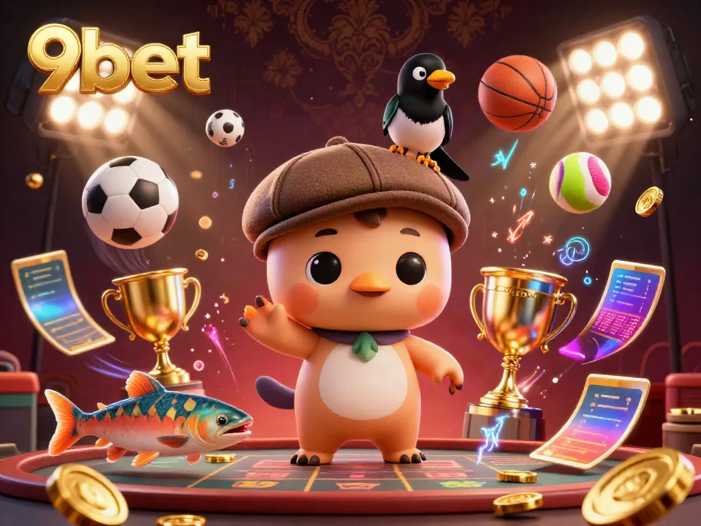Experience thrilling gameplay with 9bet, where the playful Nessie and friends celebrate winning in a vibrant casino.