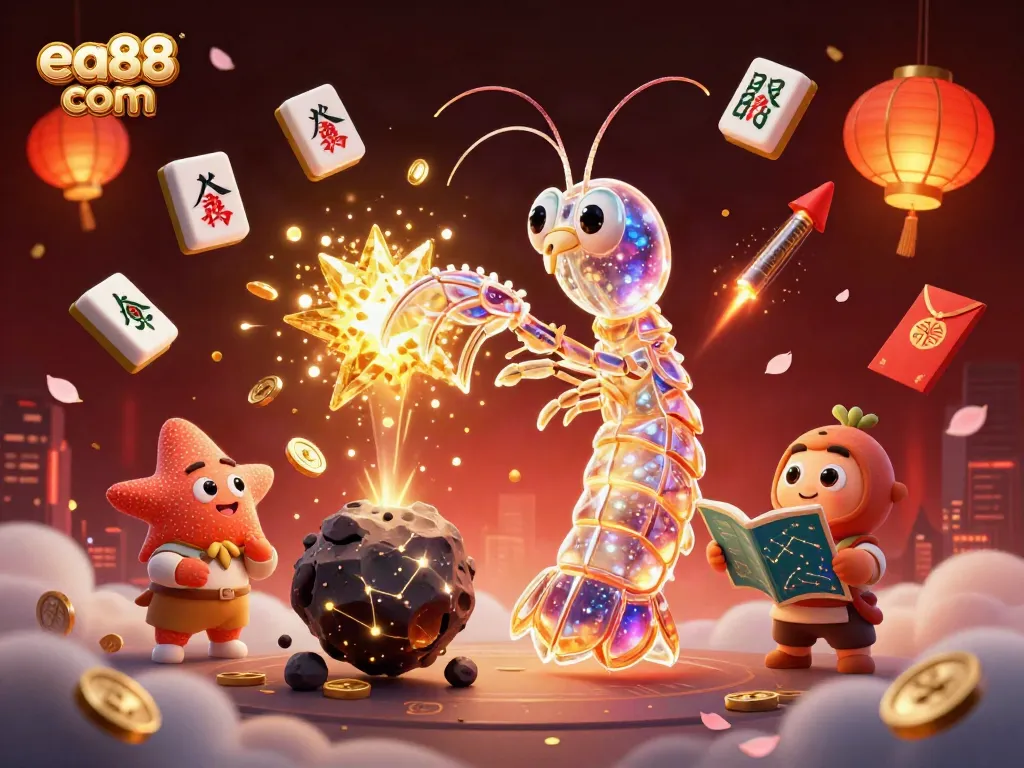 Engage in thrilling fun with ea88 com as a samurai shrimp battles an asteroid, revealing treasures.