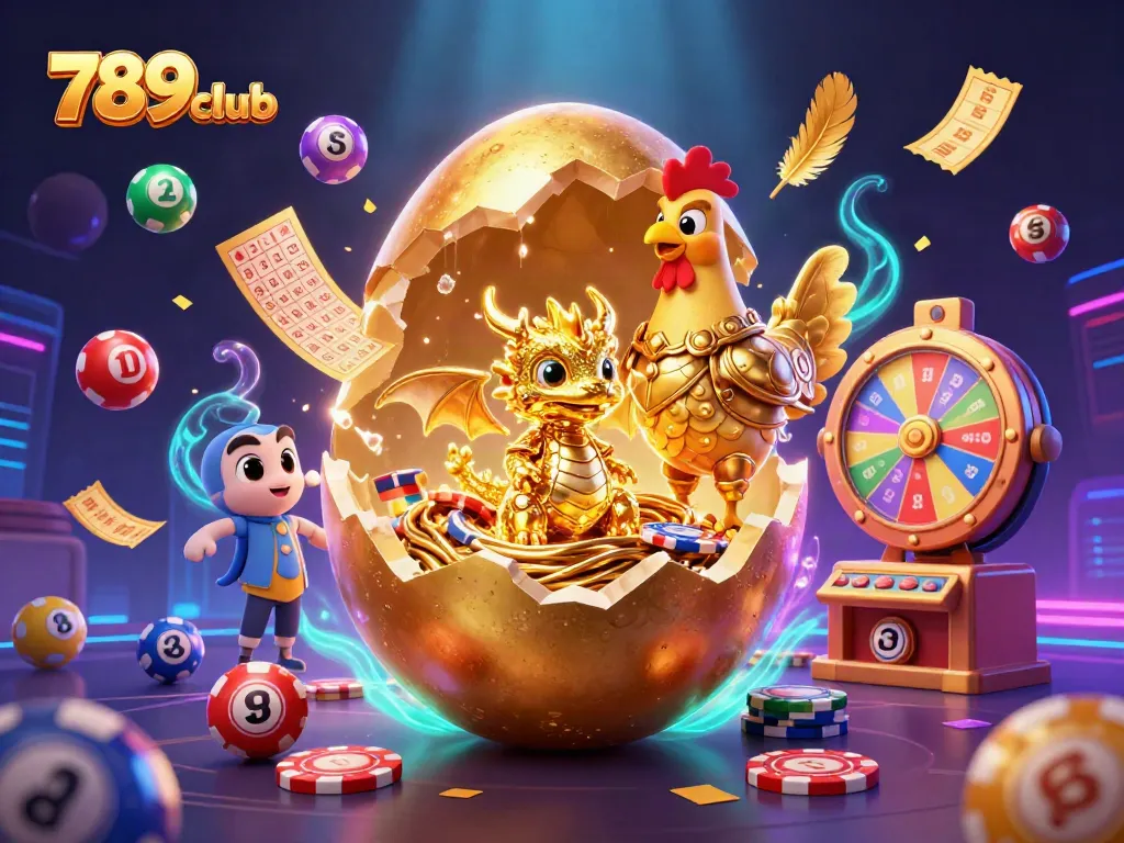 Play exciting games at 789club casino featuring a gold dragon and dynamic lottery elements.