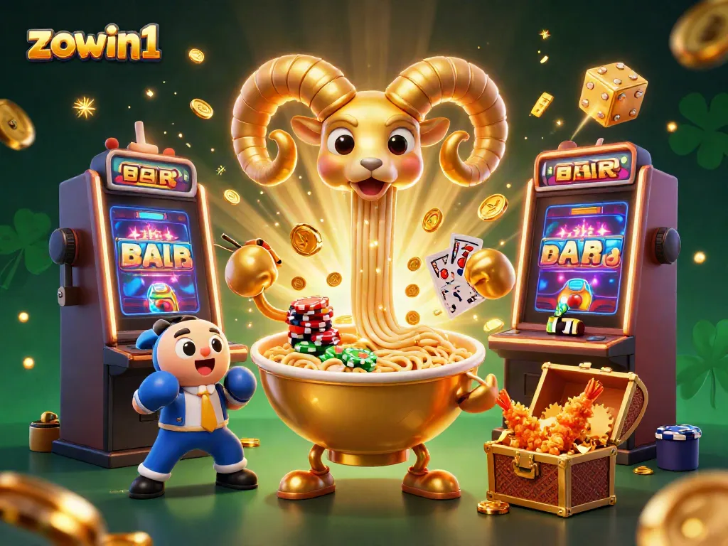 Experience excitement with the dynamic scene of zowin1 showcasing vibrant characters and casino elements.
