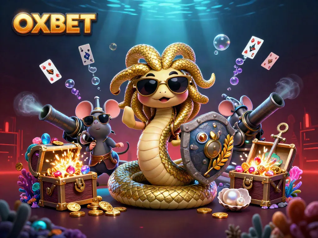 Experience the mythical charm of OXBET, a vibrant 3D scene blending casino elements with Greek mythology.