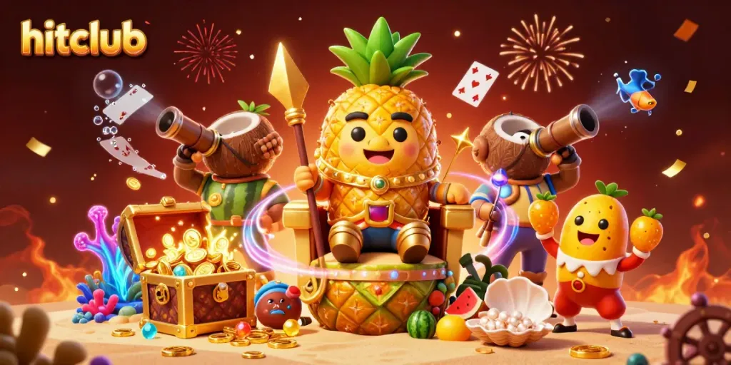 Hitclub brings thrilling casino action with colorful characters, treasure, and vibrant elements.