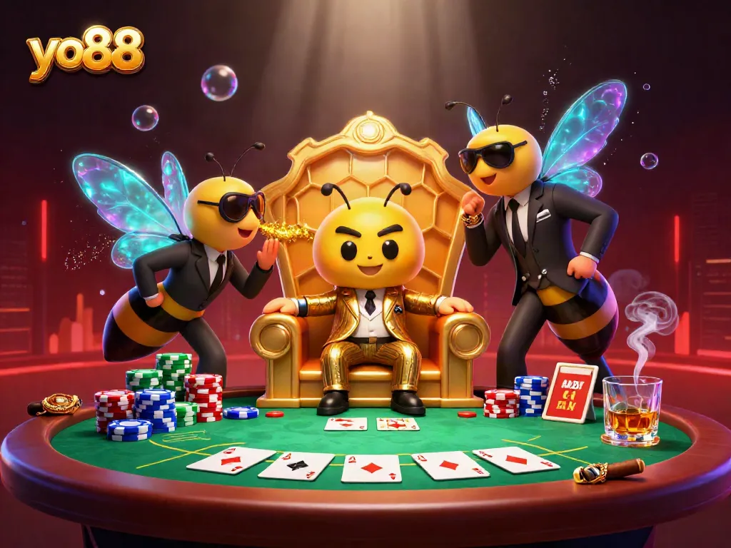 Win big with the thrilling atmosphere of yo88's poker scene featuring vibrant characters and game elements.
