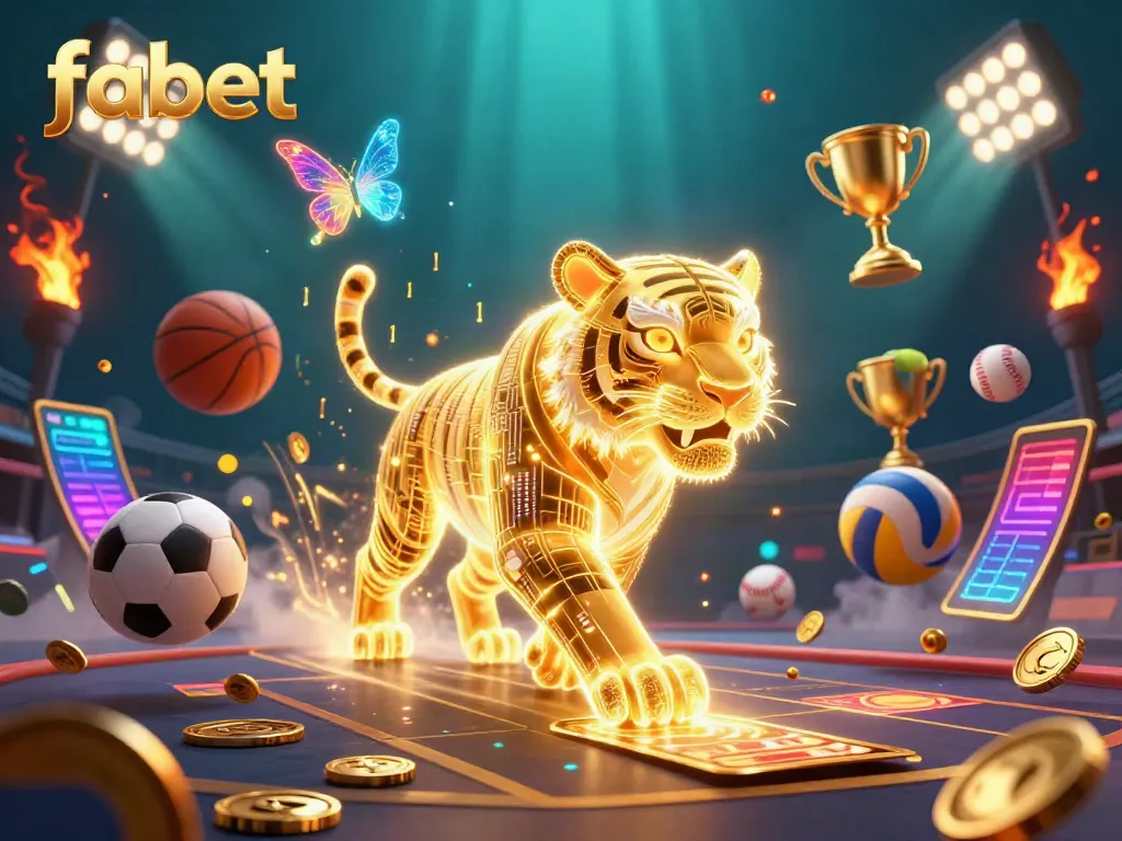 Experience thrilling gaming action with fabet's vibrant 3D casino scene showcasing dynamic betting elements.