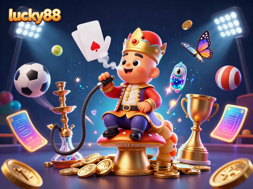 Experience the excitement of lucky88 with dynamic sports elements and an enchanting caterpillar character.