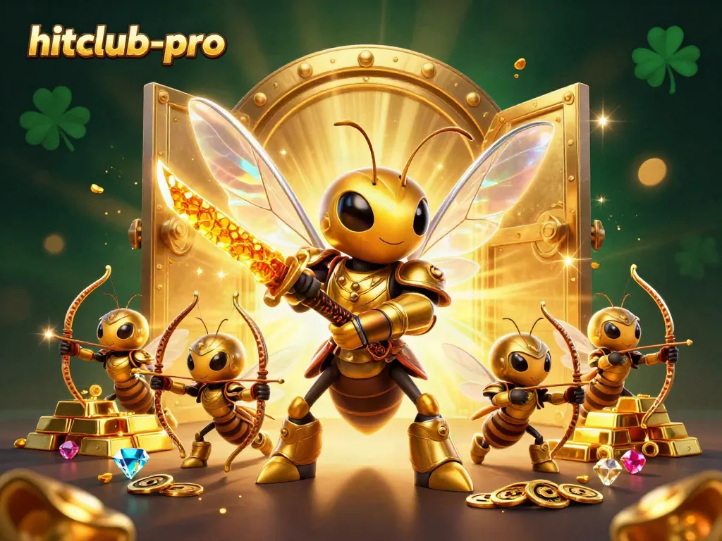 Engage in thrilling slot action with hitclub-pro's vibrant digital illustration featuring a unique golden hornet.