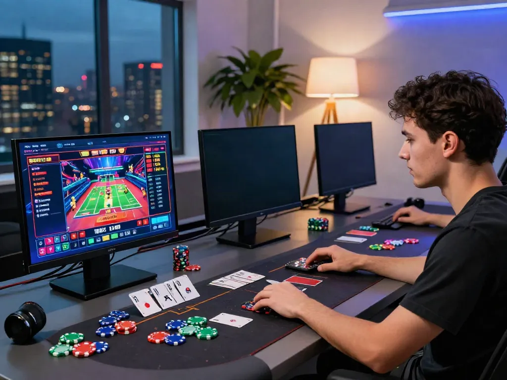Experience the excitement of DA88 online gaming with vibrant interfaces and immersive setup.