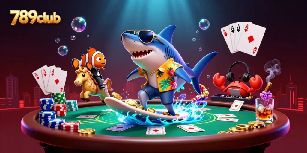 Experience the thrill of 789club with a lively 3D scene showcasing gaming excitement under the sea.